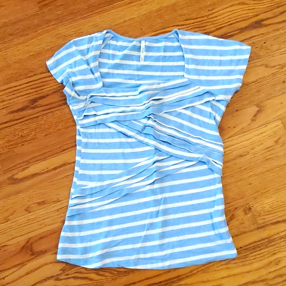 Trinity blue and white striped top, size medium